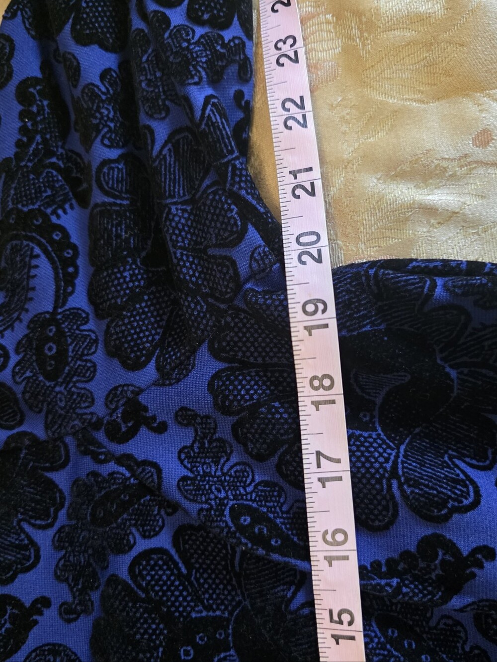 Lands' End Blue Dress with Black Floral Burnout - Picture 3 of 7